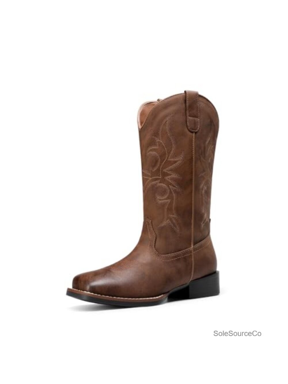 Women's Western Cowboy Boots Square Toe Mid-Calf Faux Leather